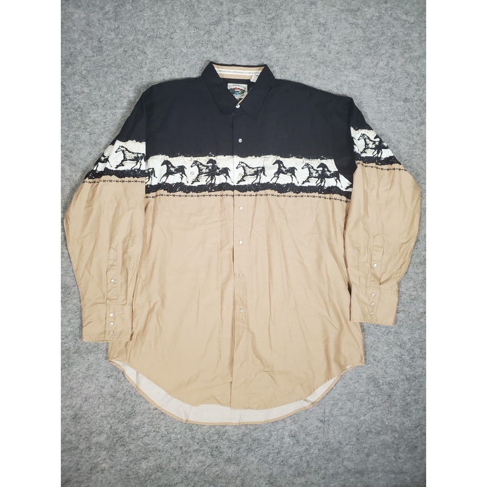 Cumberland Outfitters Western Shirt Mens Size 2XL Horse Print Pearl Snap